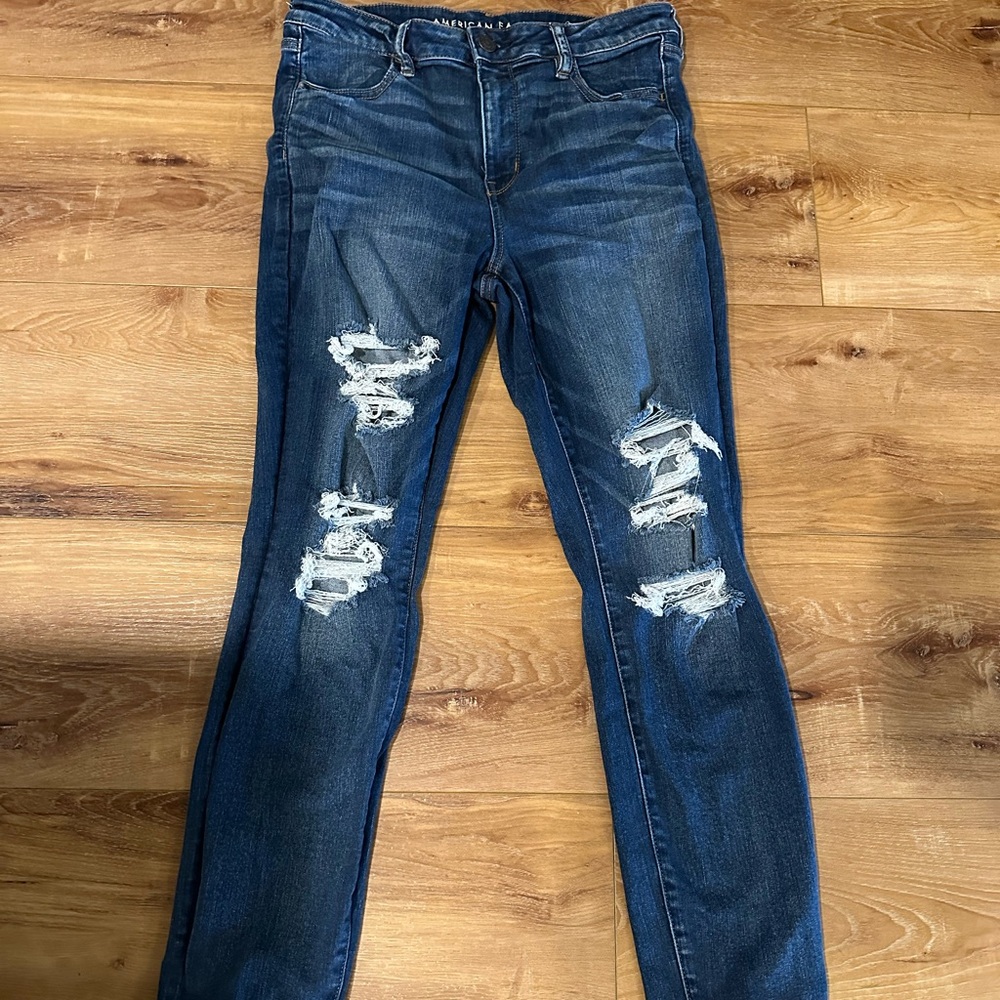American Eagle Outfitters Ripped Dark Blue Skinny Jeans
